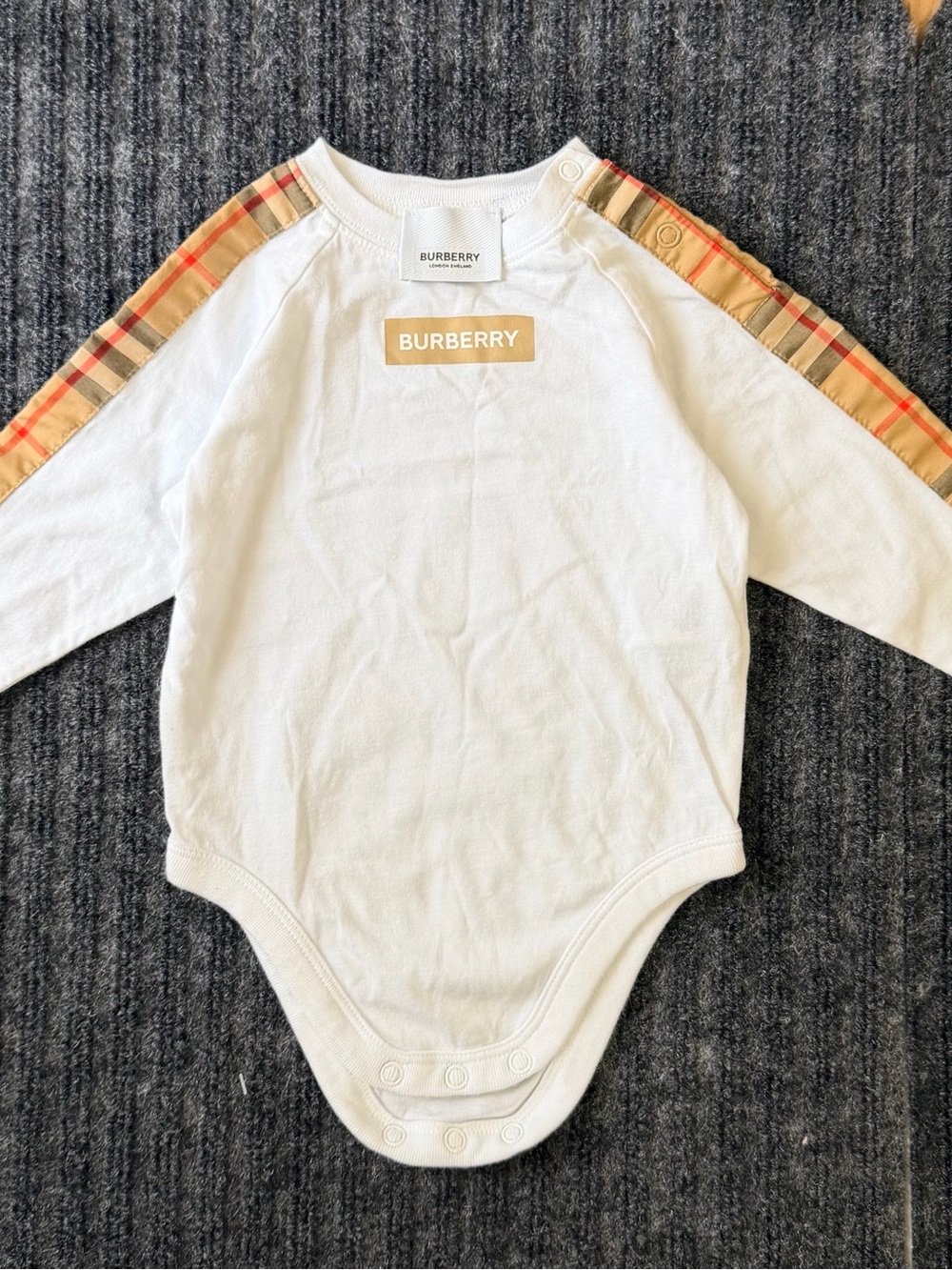 Burberry Rumi Check Panels Logo-Print Bodysuit